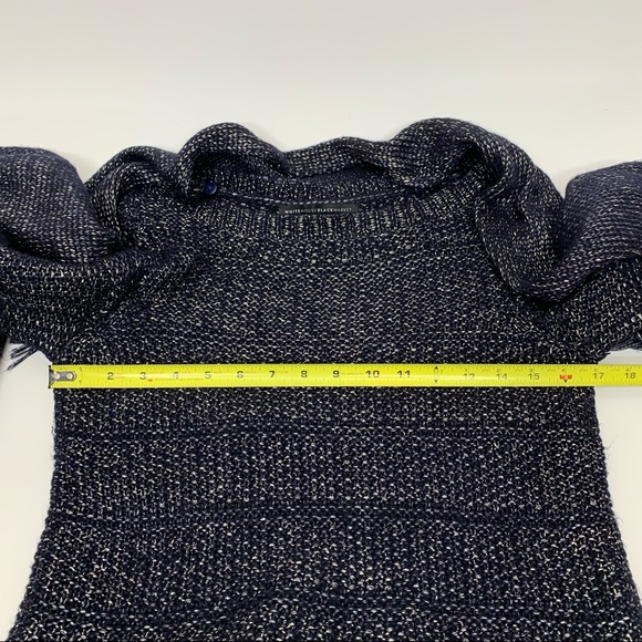 White House Black Market Navy Blue Metallic Fleck  Sweater With Removable Scarf - Picture 15 of 16